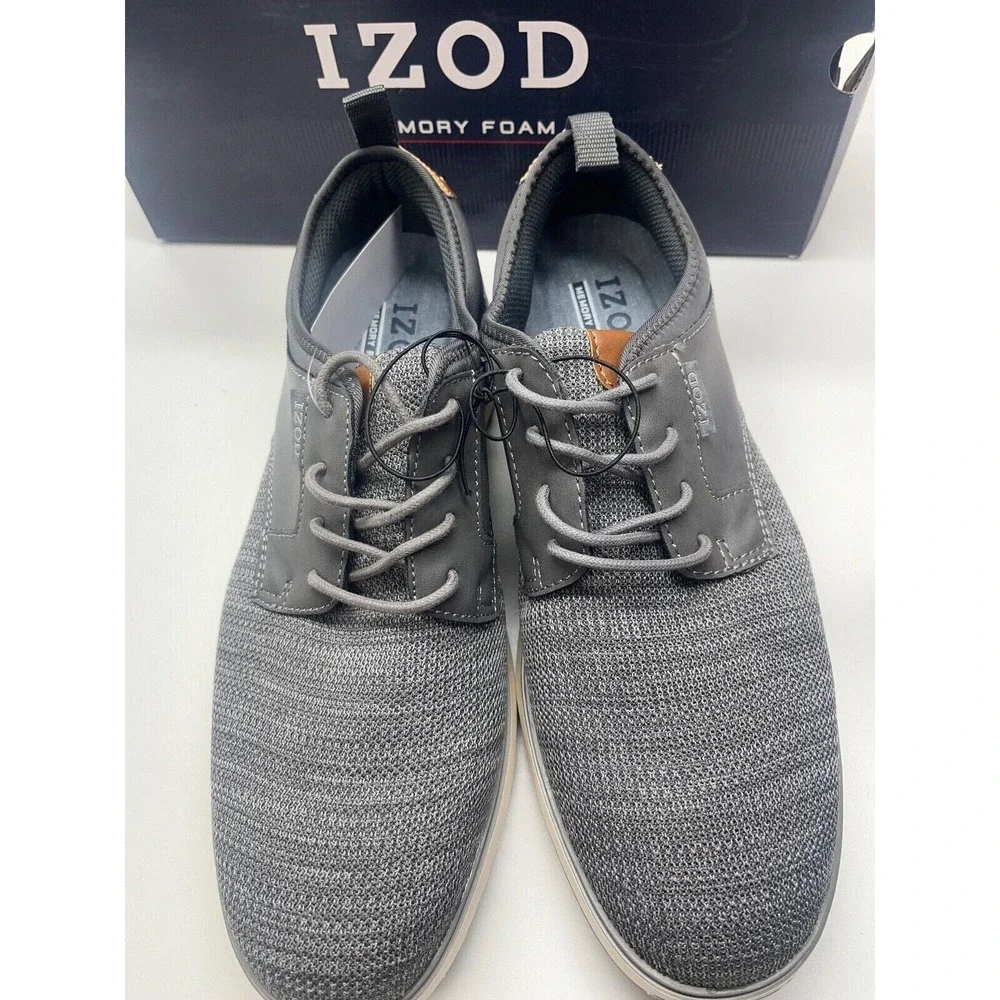 Izod Men's Drift Memory Foam Woven Oxford Gray Size 9.5